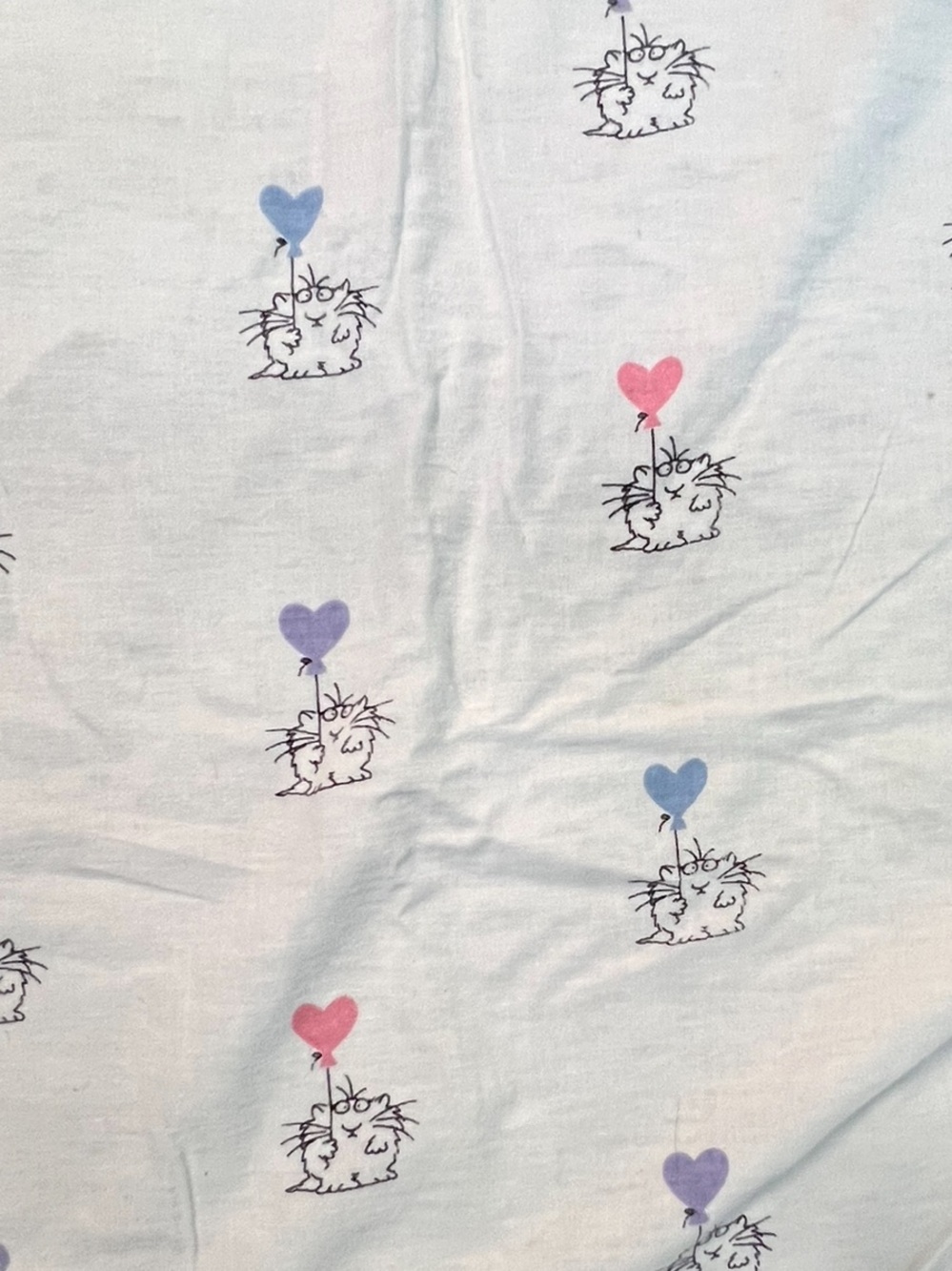 Vintage Boynton Cat Heart Balloon Fabric Panel Material 1986